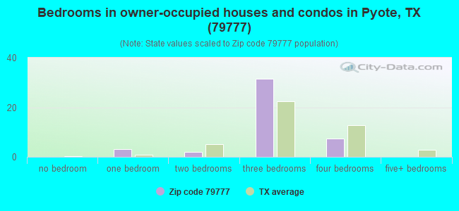 Bedrooms in owner-occupied houses and condos in Pyote, TX (79777) 