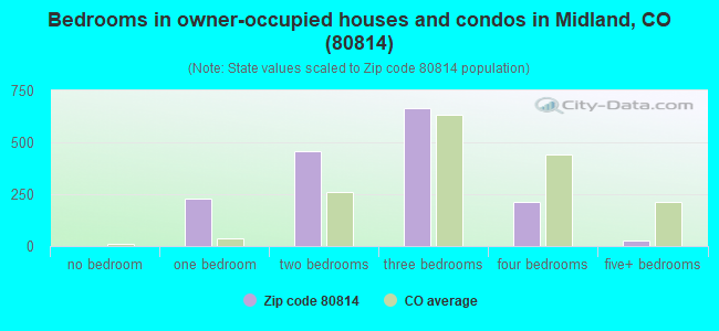 Bedrooms in owner-occupied houses and condos in Midland, CO (80814) 