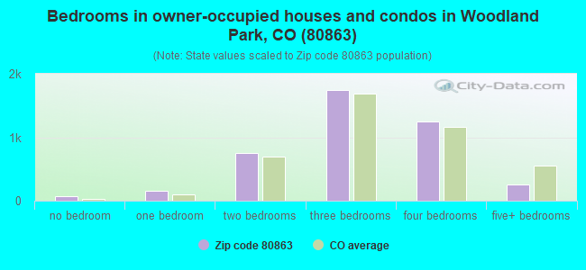 Bedrooms in owner-occupied houses and condos in Woodland Park, CO (80863) 