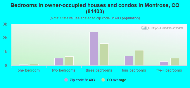 Bedrooms in owner-occupied houses and condos in Montrose, CO (81403) 