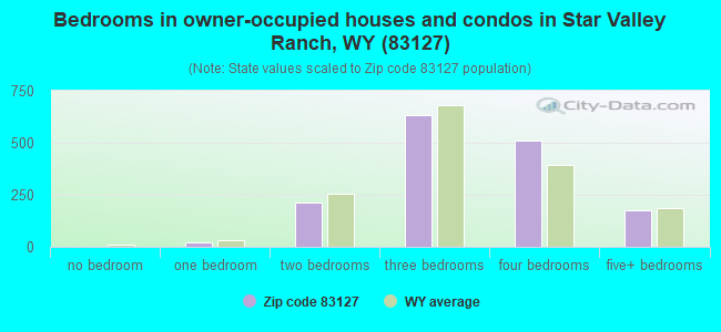 Bedrooms in owner-occupied houses and condos in Star Valley Ranch, WY (83127) 