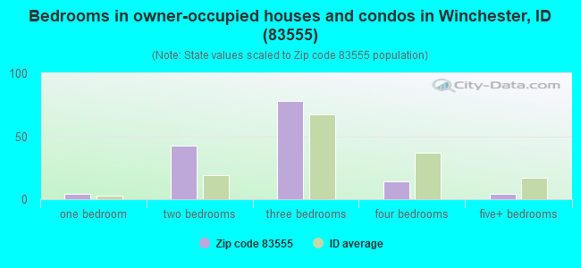 Bedrooms in owner-occupied houses and condos in Winchester, ID (83555) 