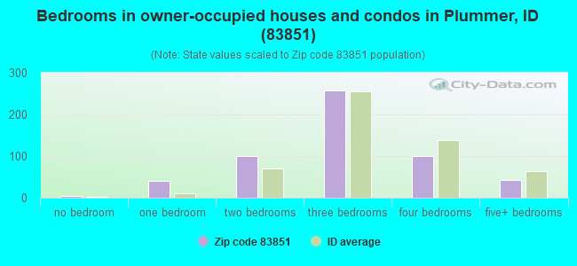 Bedrooms in owner-occupied houses and condos in Plummer, ID (83851) 