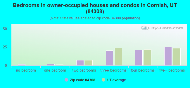 Bedrooms in owner-occupied houses and condos in Cornish, UT (84308) 