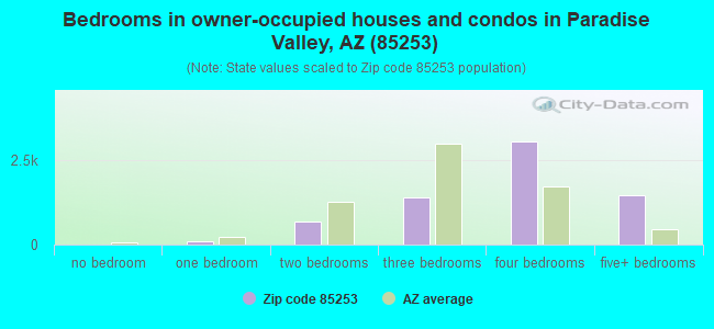 Bedrooms in owner-occupied houses and condos in Paradise Valley, AZ (85253) 