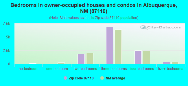 Bedrooms in owner-occupied houses and condos in Albuquerque, NM (87110) 