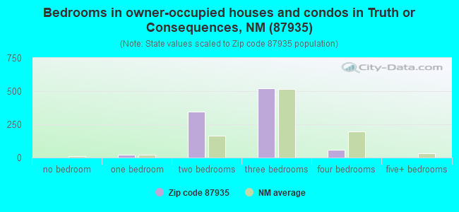 Bedrooms in owner-occupied houses and condos in Truth or Consequences, NM (87935) 