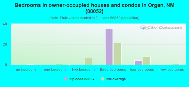 Bedrooms in owner-occupied houses and condos in Organ, NM (88052) 