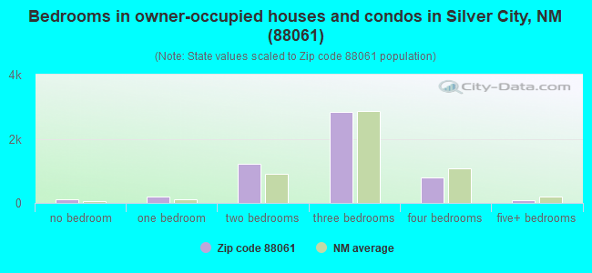 Bedrooms in owner-occupied houses and condos in Silver City, NM (88061) 