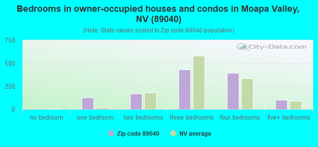 Bedrooms in owner-occupied houses and condos in Moapa Valley, NV (89040) 