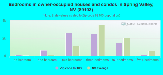 Bedrooms in owner-occupied houses and condos in Spring Valley, NV (89103) 