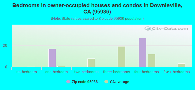 Bedrooms in owner-occupied houses and condos in Downieville, CA (95936) 