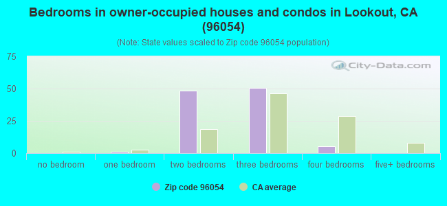 Bedrooms in owner-occupied houses and condos in Lookout, CA (96054) 