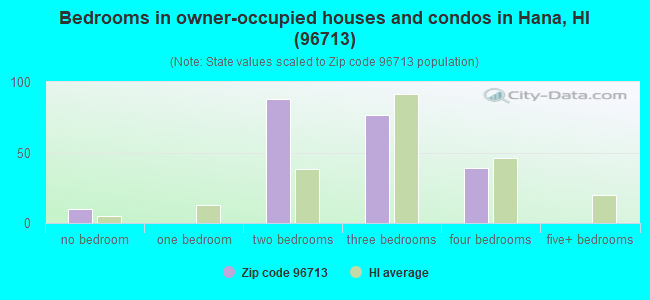 Bedrooms in owner-occupied houses and condos in Hana, HI (96713) 