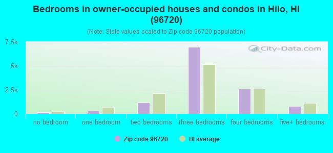 Bedrooms in owner-occupied houses and condos in Hilo, HI (96720) 