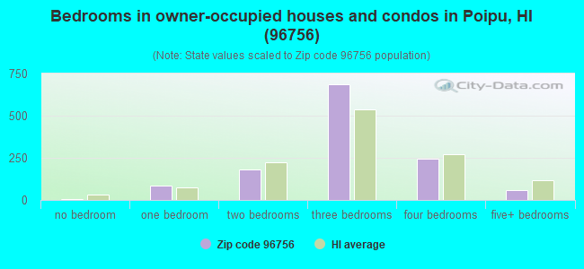 Bedrooms in owner-occupied houses and condos in Poipu, HI (96756) 
