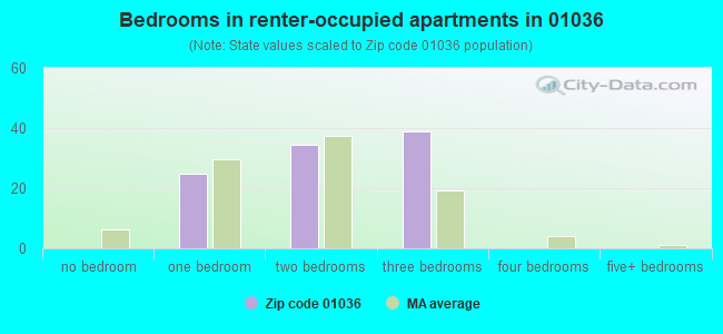 Bedrooms in renter-occupied apartments in 01036 