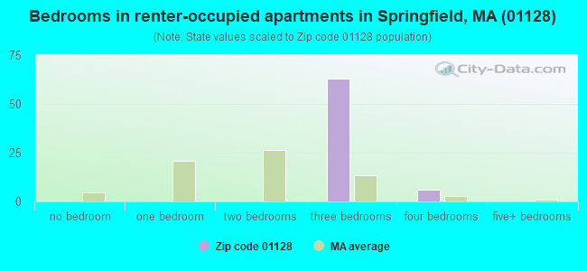 Bedrooms in renter-occupied apartments in Springfield, MA (01128) 