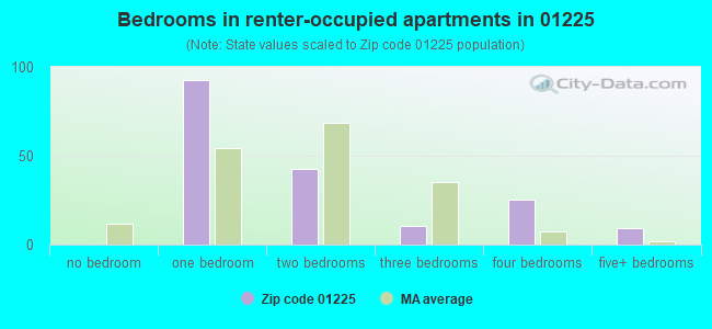 Bedrooms in renter-occupied apartments in 01225 
