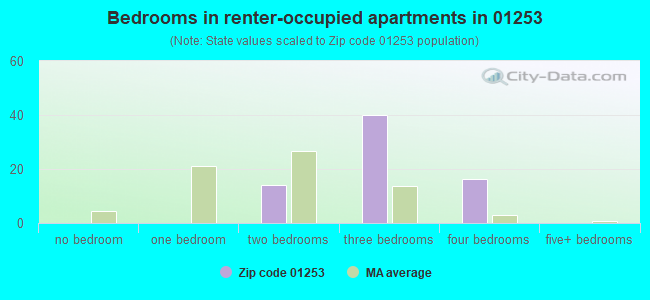 Bedrooms in renter-occupied apartments in 01253 