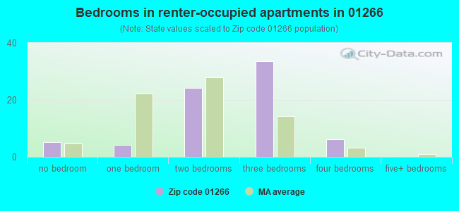 Bedrooms in renter-occupied apartments in 01266 