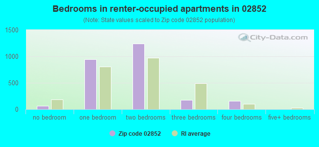 Bedrooms in renter-occupied apartments in 02852 