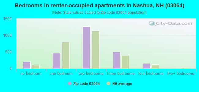 Bedrooms in renter-occupied apartments in Nashua, NH (03064) 