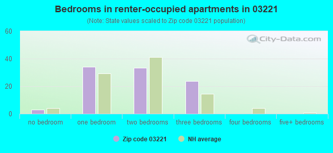 Bedrooms in renter-occupied apartments in 03221 