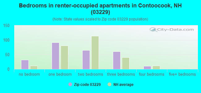 Bedrooms in renter-occupied apartments in Contoocook, NH (03229) 