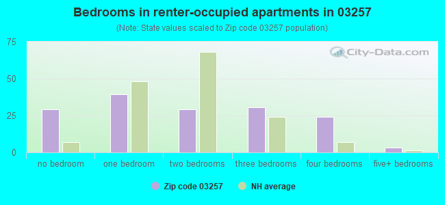 Bedrooms in renter-occupied apartments in 03257 
