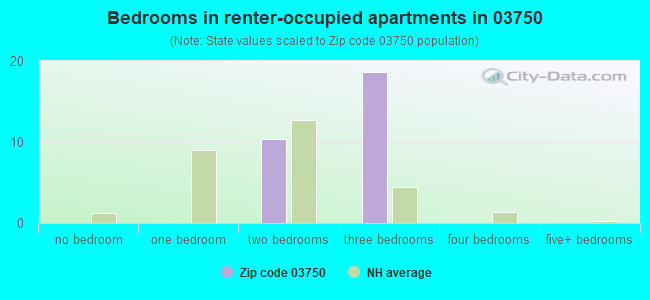 Bedrooms in renter-occupied apartments in 03750 