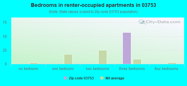 Bedrooms in renter-occupied apartments in 03753 