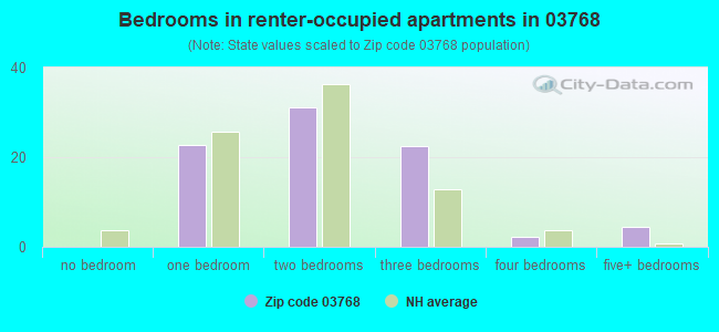 Bedrooms in renter-occupied apartments in 03768 