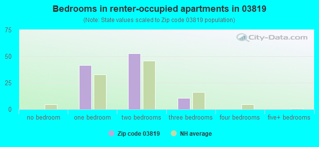 Bedrooms in renter-occupied apartments in 03819 