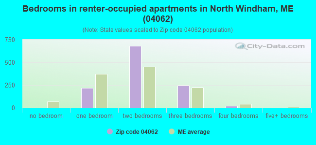 Bedrooms in renter-occupied apartments in North Windham, ME (04062) 