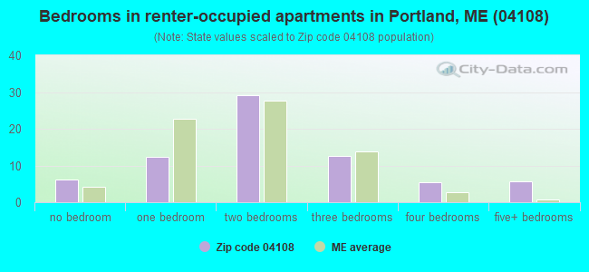 Bedrooms in renter-occupied apartments in Portland, ME (04108) 