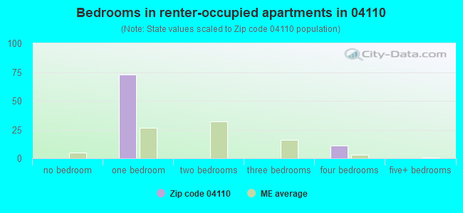 Bedrooms in renter-occupied apartments in 04110 