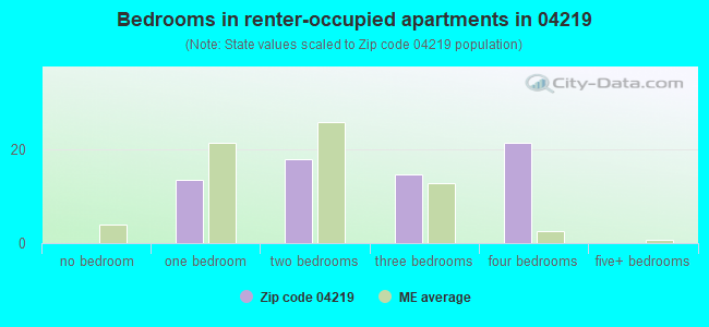 Bedrooms in renter-occupied apartments in 04219 