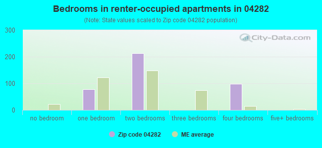Bedrooms in renter-occupied apartments in 04282 