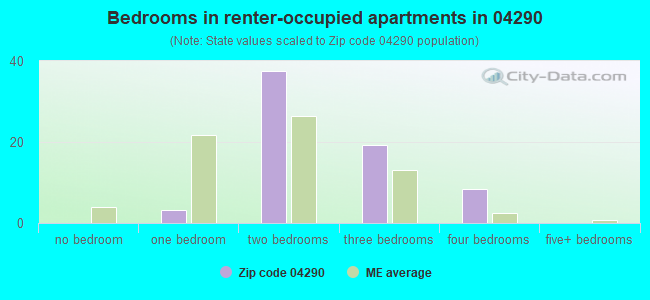 Bedrooms in renter-occupied apartments in 04290 