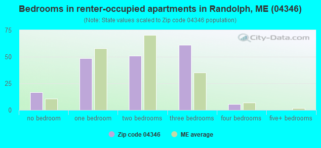 Bedrooms in renter-occupied apartments in Randolph, ME (04346) 