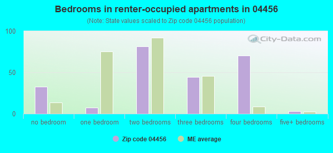 Bedrooms in renter-occupied apartments in 04456 
