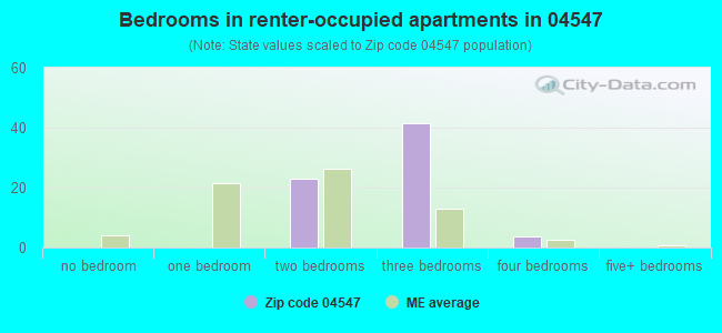 Bedrooms in renter-occupied apartments in 04547 