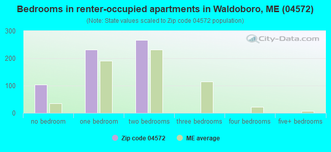 Bedrooms in renter-occupied apartments in Waldoboro, ME (04572) 
