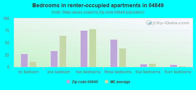 Bedrooms in renter-occupied apartments in 04849 