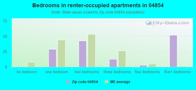 Bedrooms in renter-occupied apartments in 04854 