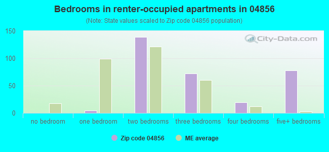 Bedrooms in renter-occupied apartments in 04856 