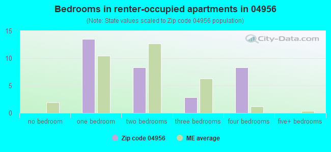 Bedrooms in renter-occupied apartments in 04956 