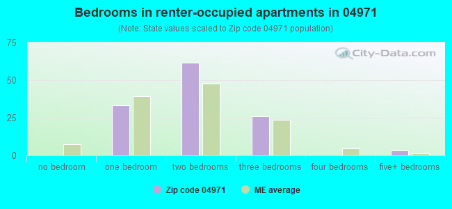 Bedrooms in renter-occupied apartments in 04971 