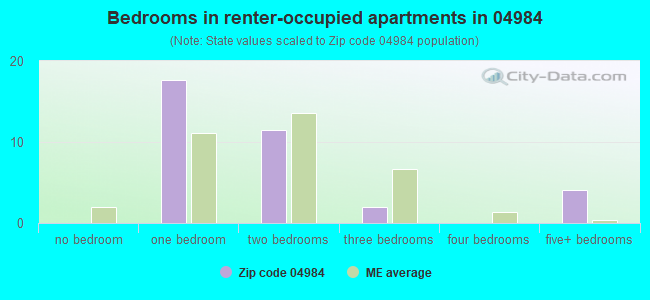 Bedrooms in renter-occupied apartments in 04984 